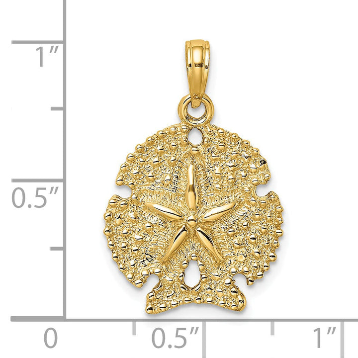Lovely Rita's Pendants & Charms 14K Yellow Gold Beaded Textured Polished Finish Sea Sand Dollar Charm Pendant