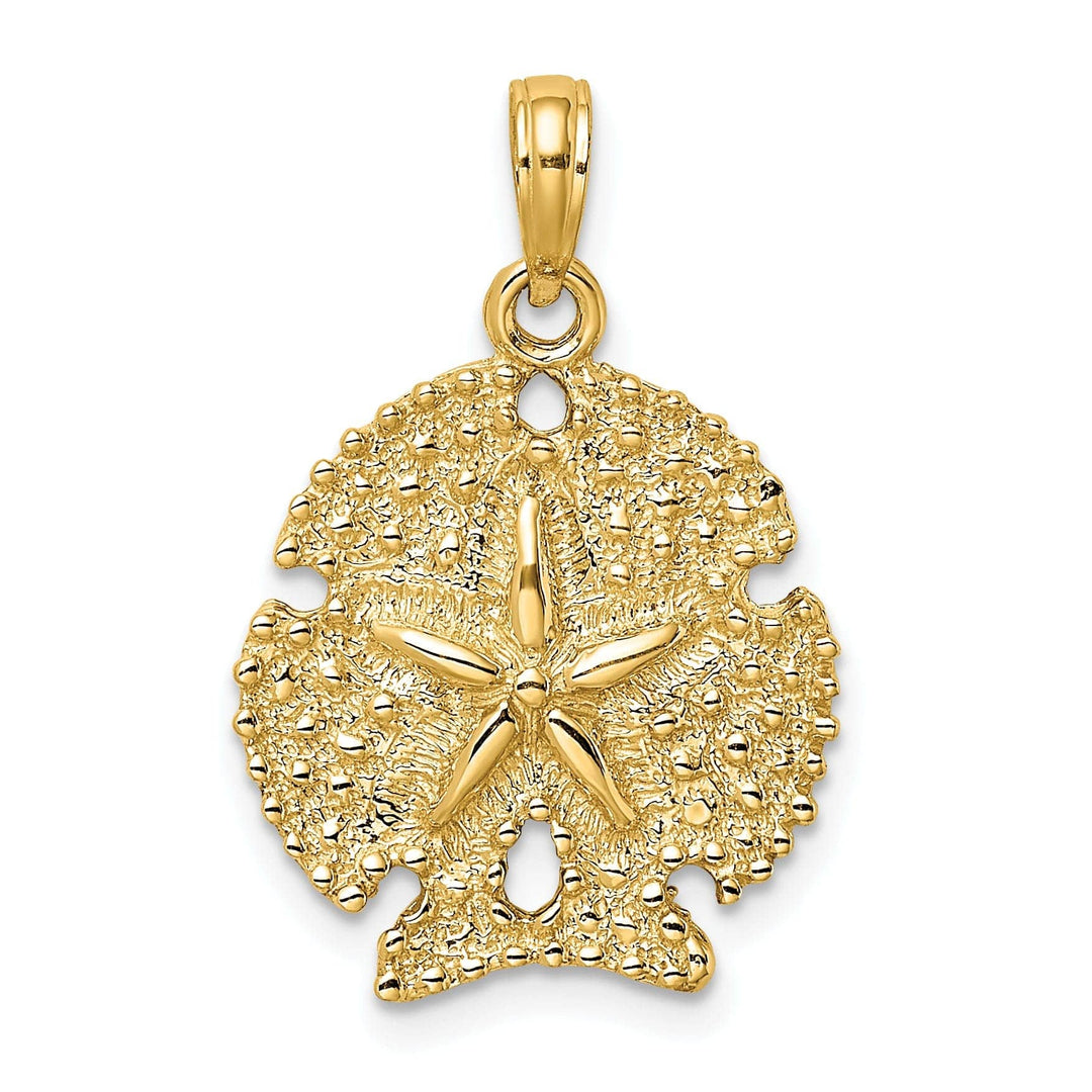 Lovely Rita's Pendants & Charms 14K Yellow Gold Beaded Textured Polished Finish Sea Sand Dollar Charm Pendant