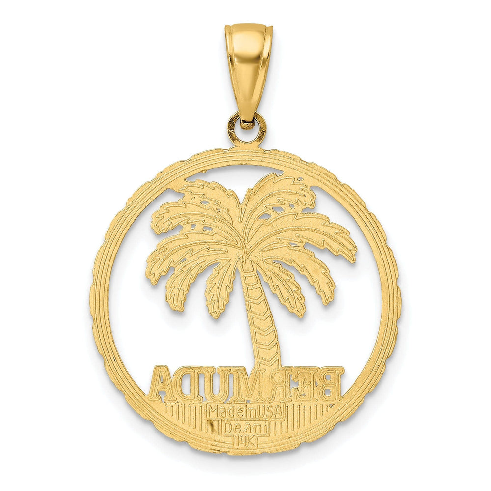 Lovely Rita's Pendants & Charms 14K Yellow Gold BERMUDA in Circle Design Palm Tree Pendant
