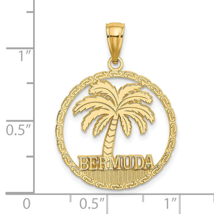 Lovely Rita's Pendants & Charms 14K Yellow Gold BERMUDA in Circle Design Palm Tree Pendant