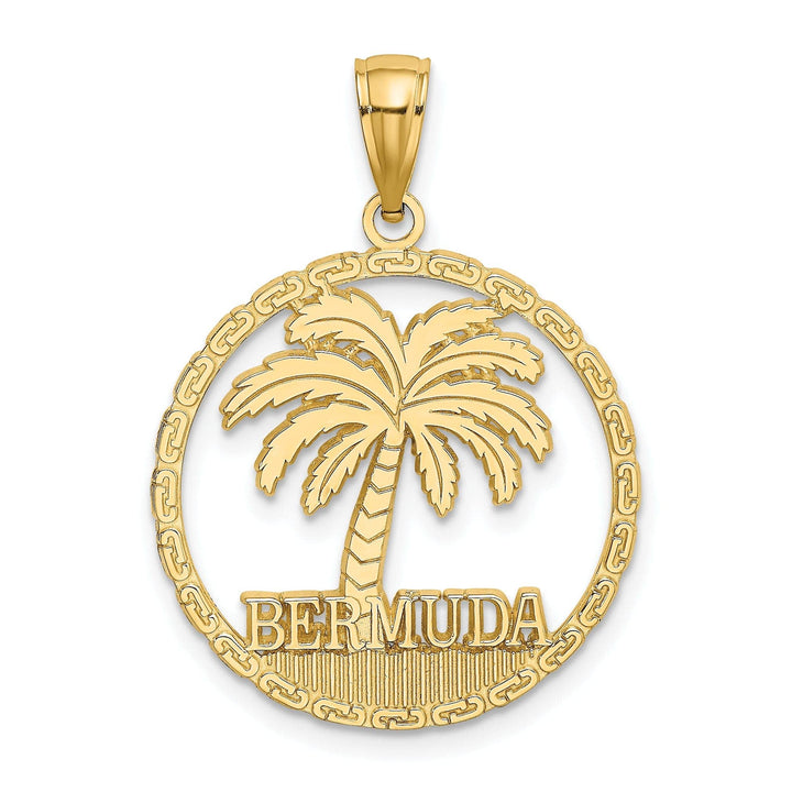 Lovely Rita's Pendants & Charms 14K Yellow Gold BERMUDA in Circle Design Palm Tree Pendant