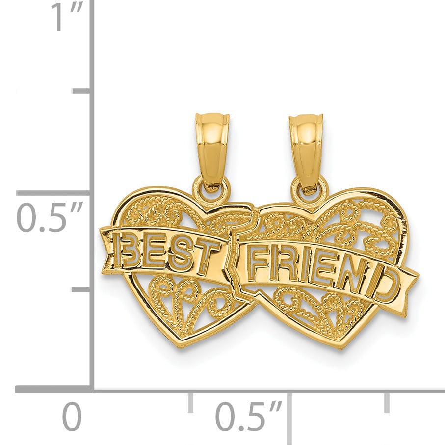 Lovely Rita's Pendants & Charms 14k Yellow Gold Best Friend Two Heart Pendant