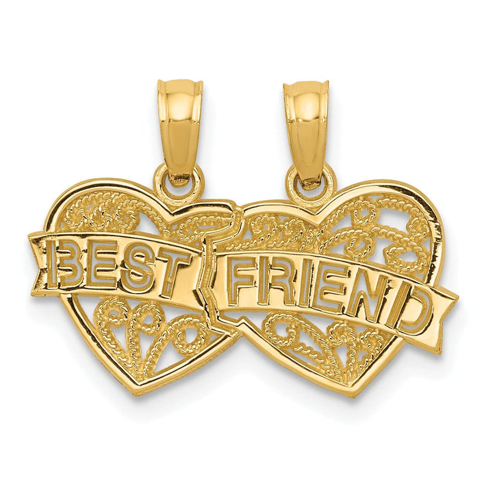 Lovely Rita's Pendants & Charms 14k Yellow Gold Best Friend Two Heart Pendant