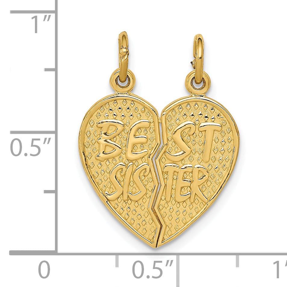 Lovely Rita's Pendants & Charms 14k Yellow Gold Best Sister Break-apart Charm