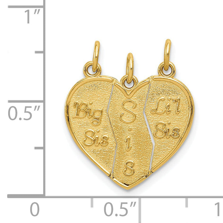 Lovely Rita's Pendants & Charms 14k Yellow Gold Big Sis and Lil Sis Charm