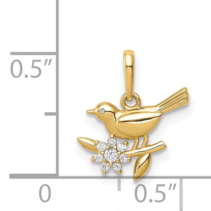 Lovely Rita's Pendants & Charms 14K Yellow Gold Bird on a Branch Design Pendant