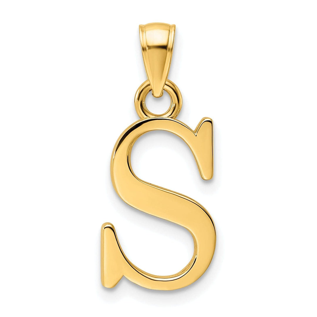 Lovely Rita's Pendants & Charms 14K Yellow Gold Block Design Large Initial Letter S Charm Pendant