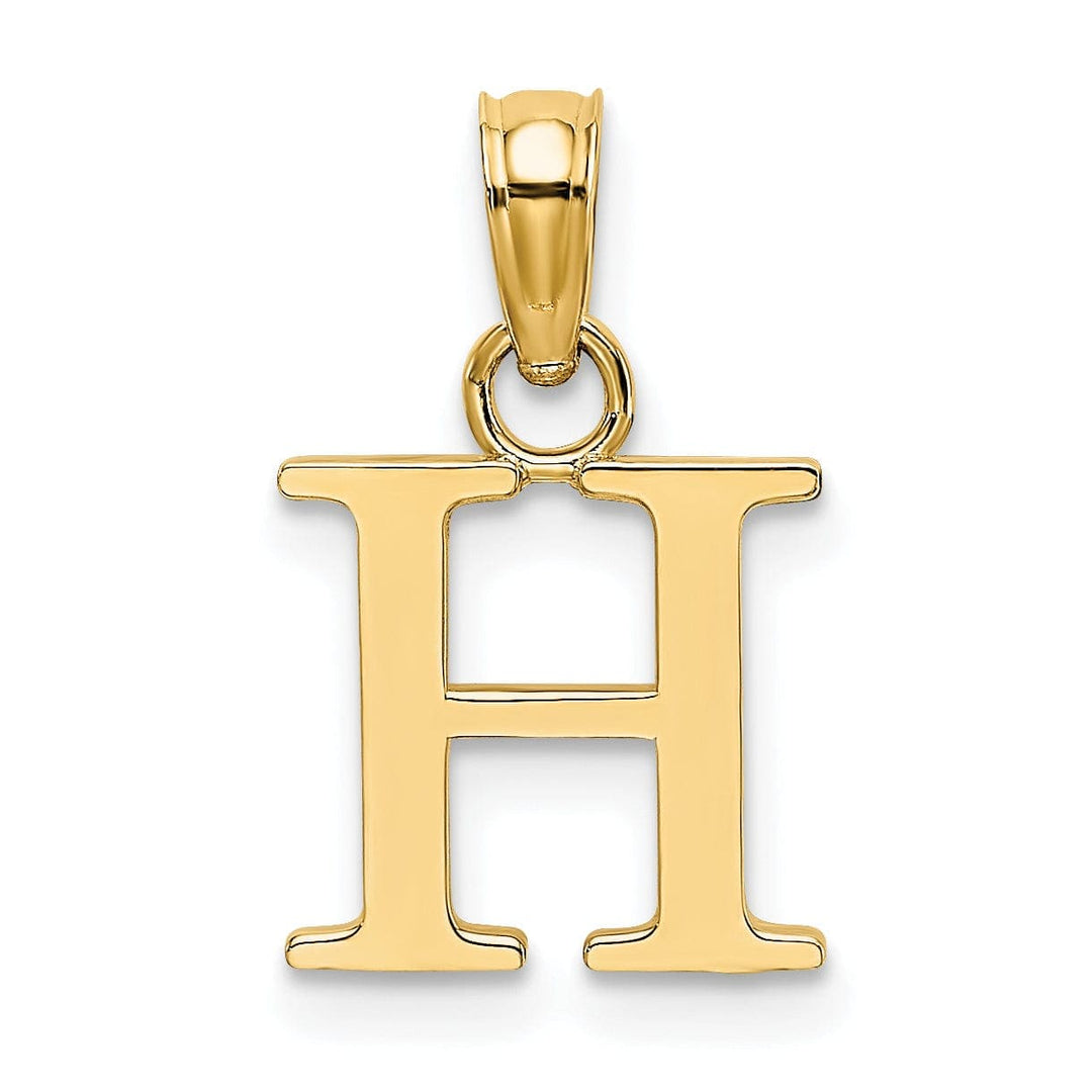 Lovely Rita's Pendants & Charms 14K Yellow Gold Block Design Small Letter H Initial Charm Pendant