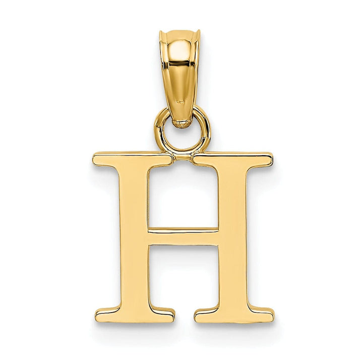 Lovely Rita's Pendants & Charms 14K Yellow Gold Block Design Small Letter H Initial Charm Pendant