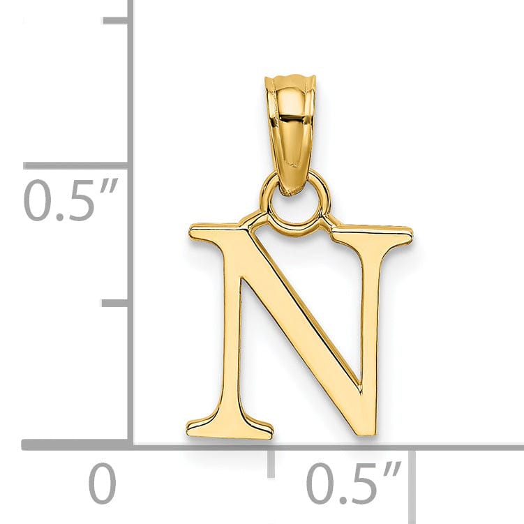Lovely Rita's Pendants & Charms 14K Yellow Gold Block Design Small Letter N Initial Charm Pendant