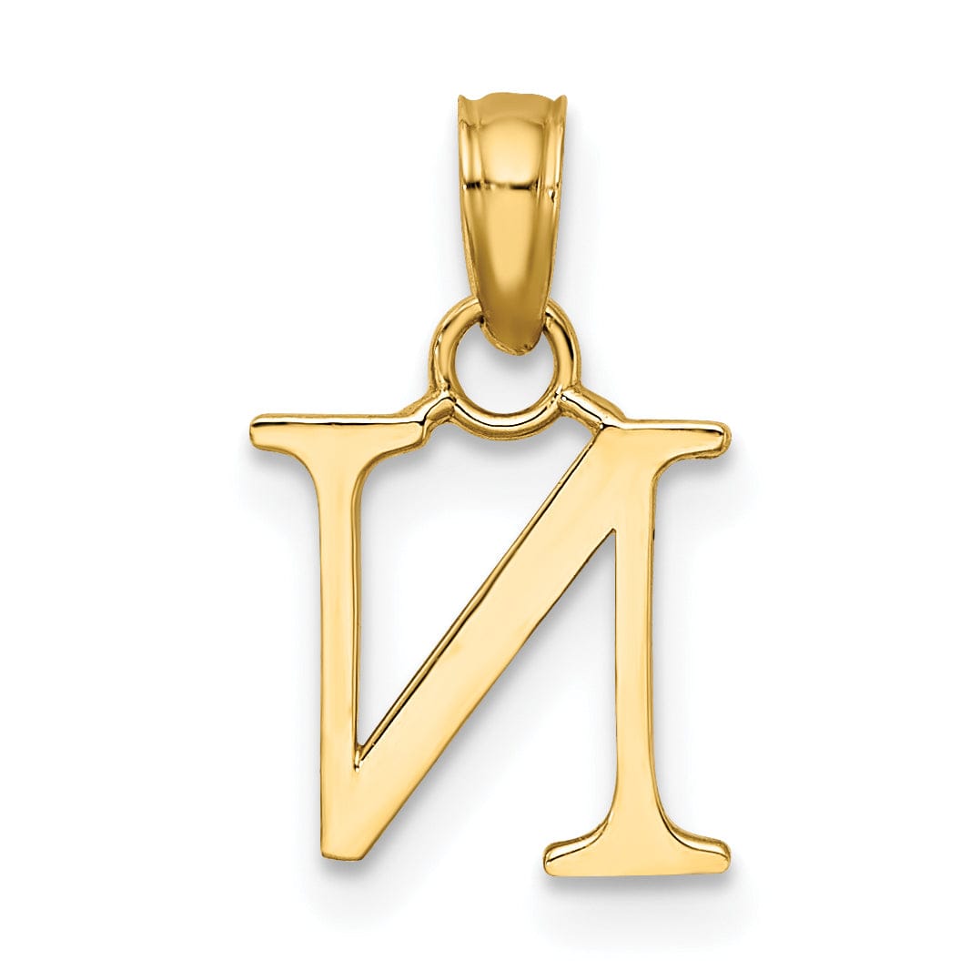 Lovely Rita's Pendants & Charms 14K Yellow Gold Block Design Small Letter N Initial Charm Pendant