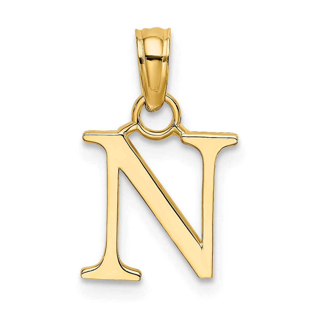 Lovely Rita's Pendants & Charms 14K Yellow Gold Block Design Small Letter N Initial Charm Pendant