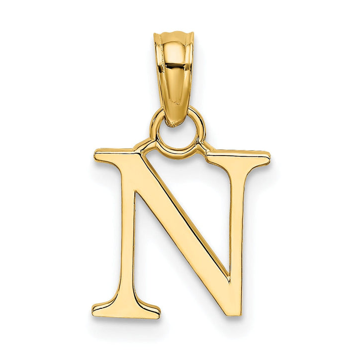 Lovely Rita's Pendants & Charms 14K Yellow Gold Block Design Small Letter N Initial Charm Pendant