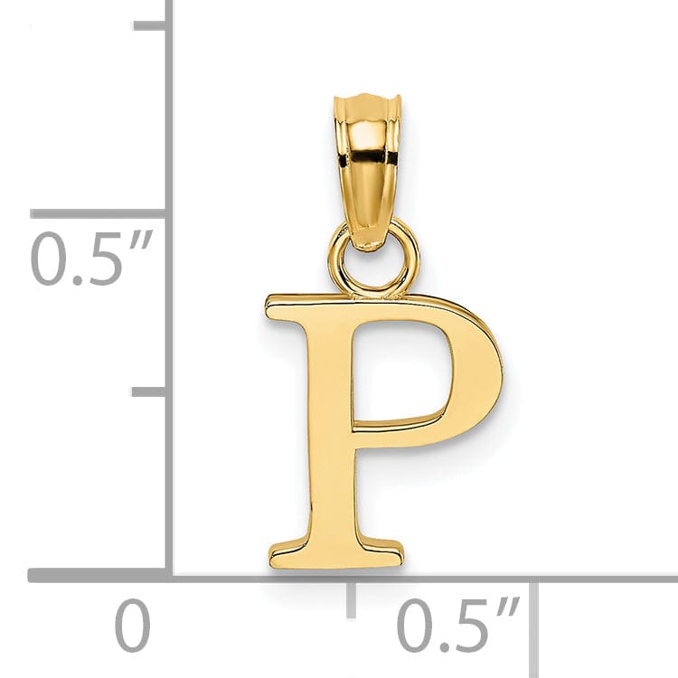 Lovely Rita's Pendants & Charms 14K Yellow Gold Block Design Small Letter P Initial Pendant
