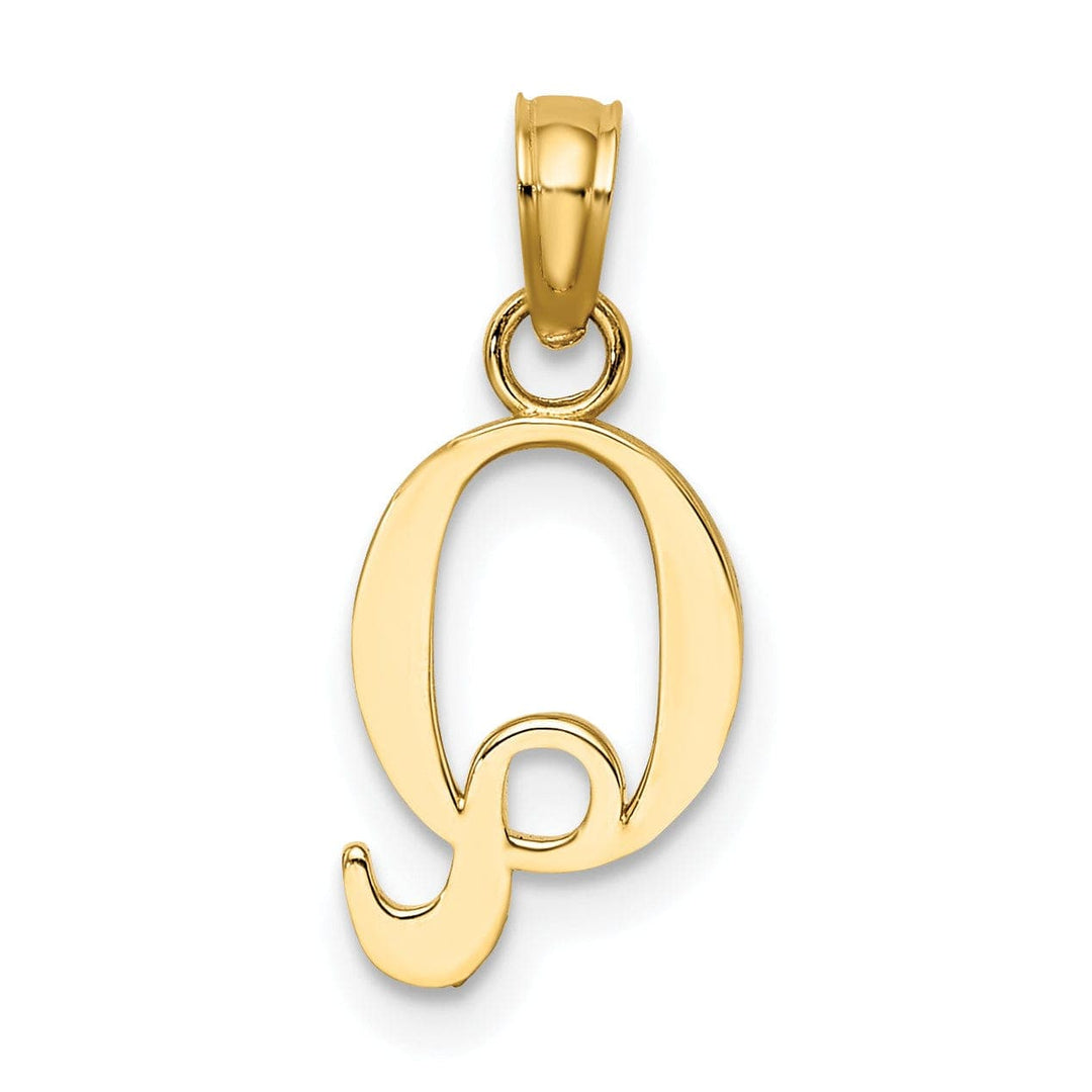 Lovely Rita's Pendants & Charms 14K Yellow Gold Block Design Small Letter Q Initial Charm Pendant