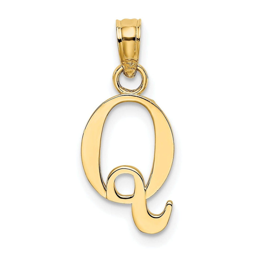 Lovely Rita's Pendants & Charms 14K Yellow Gold Block Design Small Letter Q Initial Charm Pendant