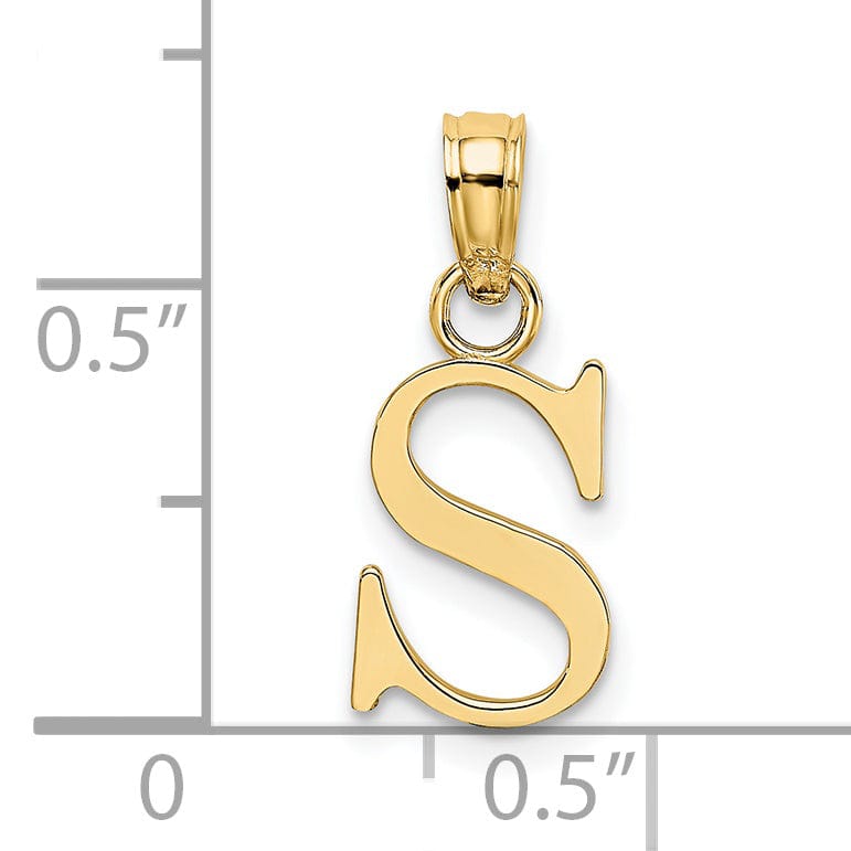 Lovely Rita's Pendants & Charms 14K Yellow Gold Block Design Small Letter S Initial Charm Pendant