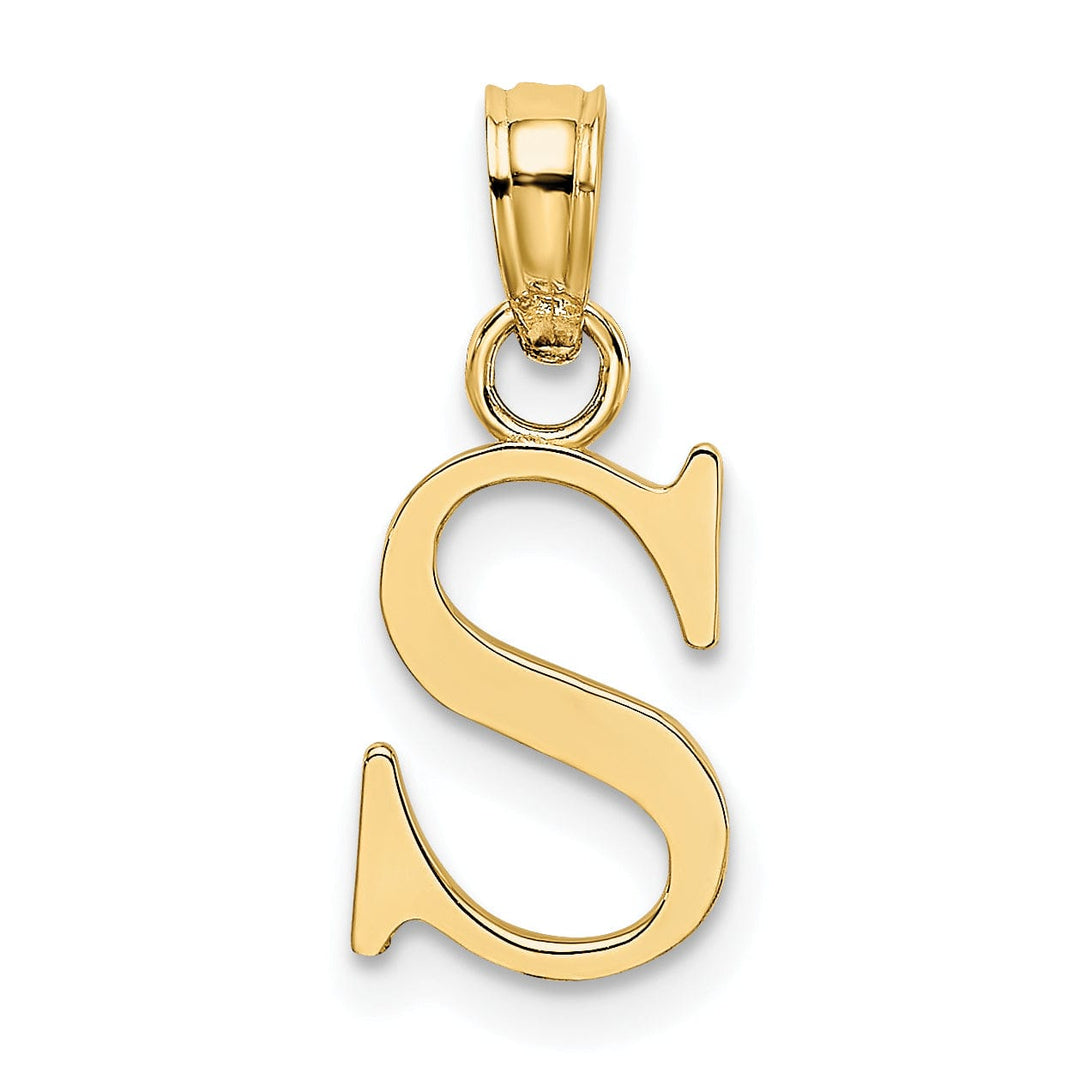 Lovely Rita's Pendants & Charms 14K Yellow Gold Block Design Small Letter S Initial Charm Pendant