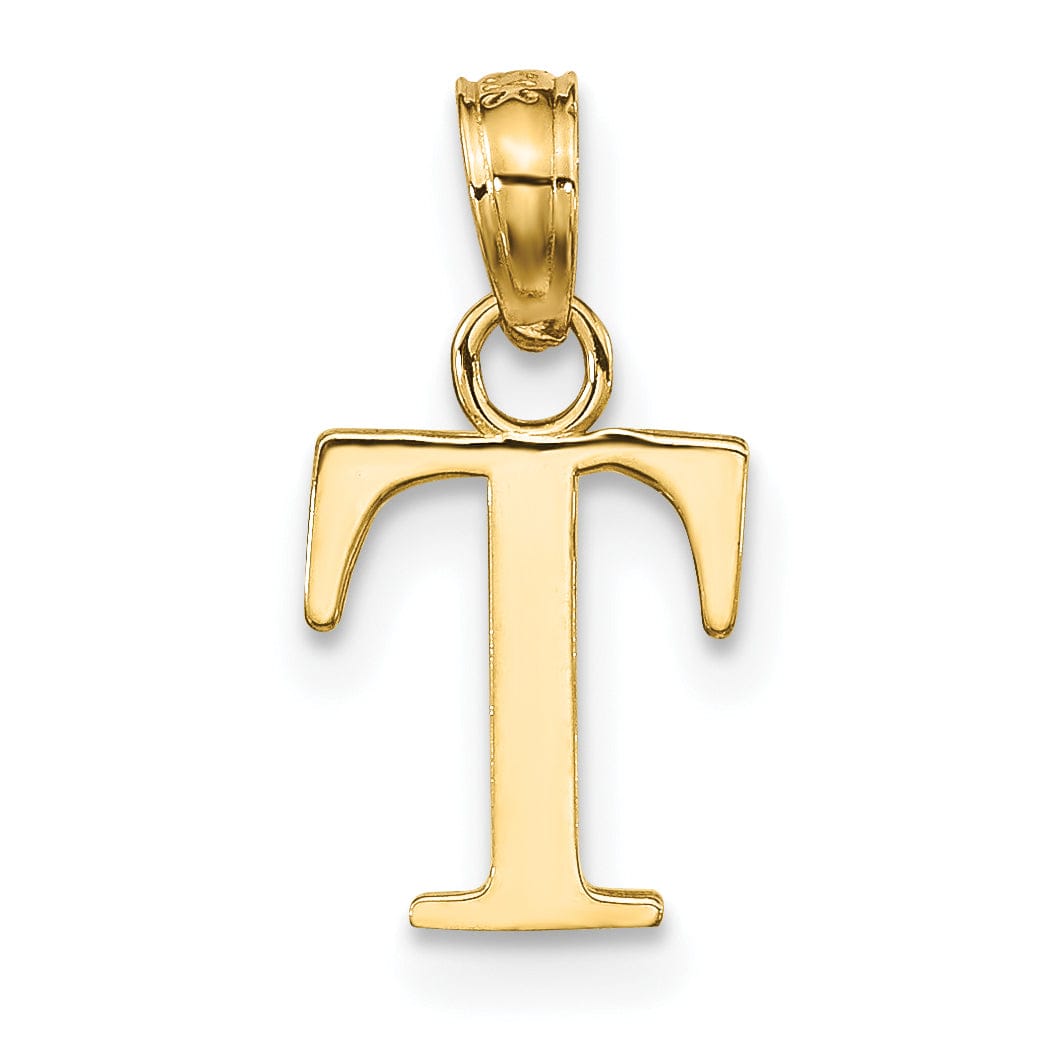 Lovely Rita's Pendants & Charms 14K Yellow Gold Block Design Small Letter T Initial Charm Pendant