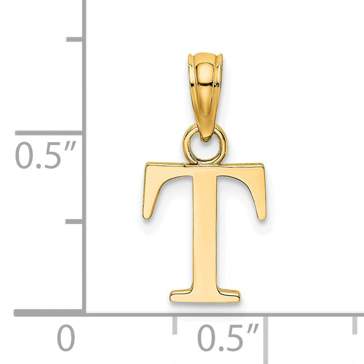 Lovely Rita's Pendants & Charms 14K Yellow Gold Block Design Small Letter T Initial Charm Pendant