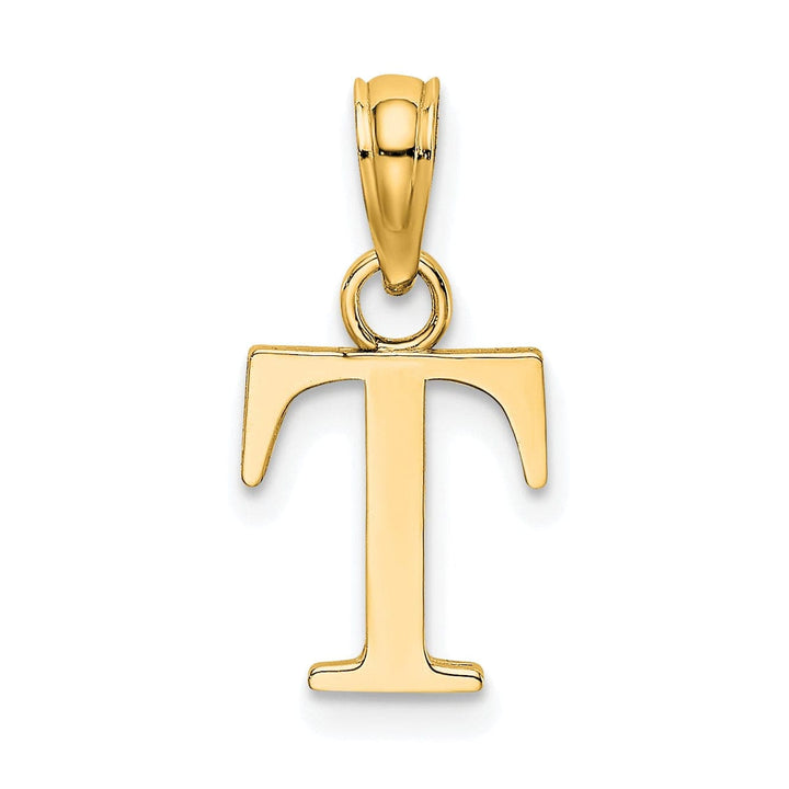 Lovely Rita's Pendants & Charms 14K Yellow Gold Block Design Small Letter T Initial Charm Pendant