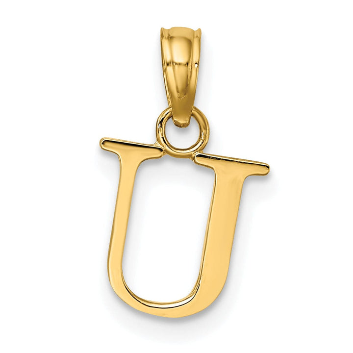 Lovely Rita's Pendants & Charms 14K Yellow Gold Block Design Small Letter U Initial Charm Pendant