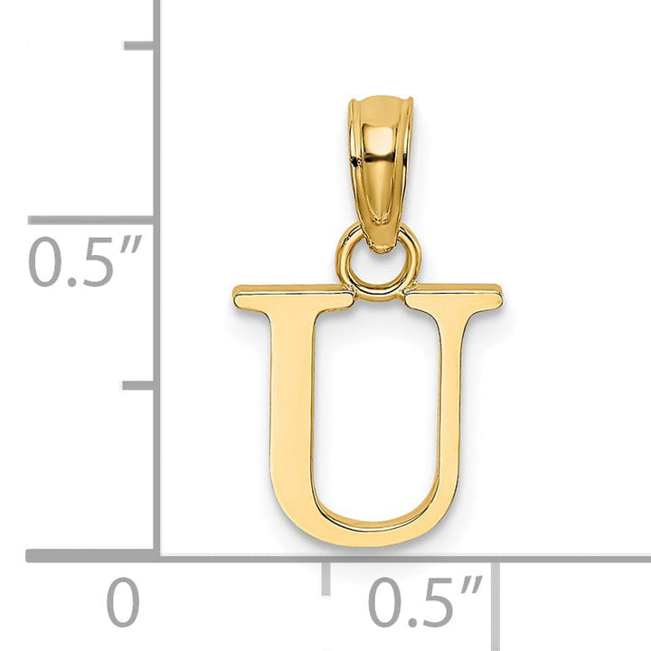 Lovely Rita's Pendants & Charms 14K Yellow Gold Block Design Small Letter U Initial Charm Pendant