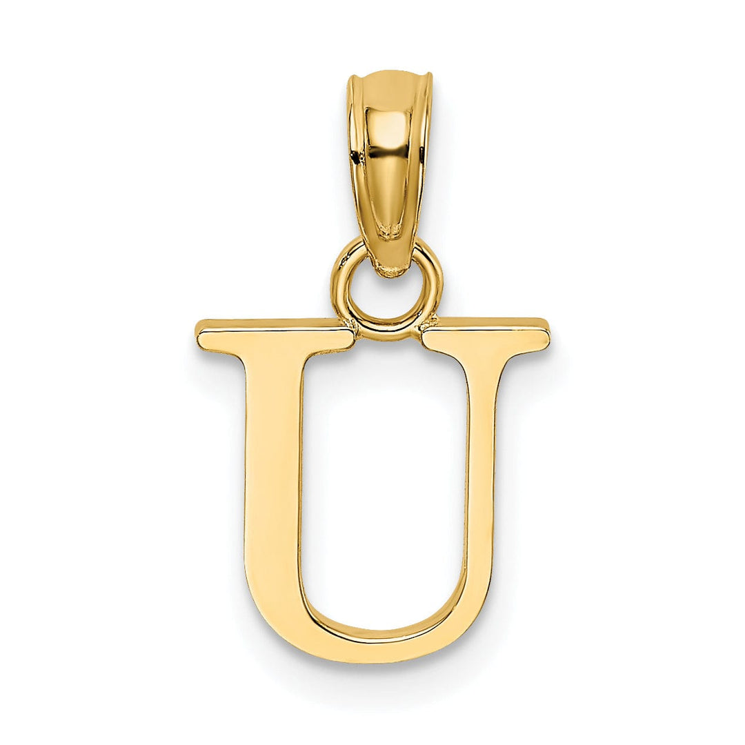 Lovely Rita's Pendants & Charms 14K Yellow Gold Block Design Small Letter U Initial Charm Pendant