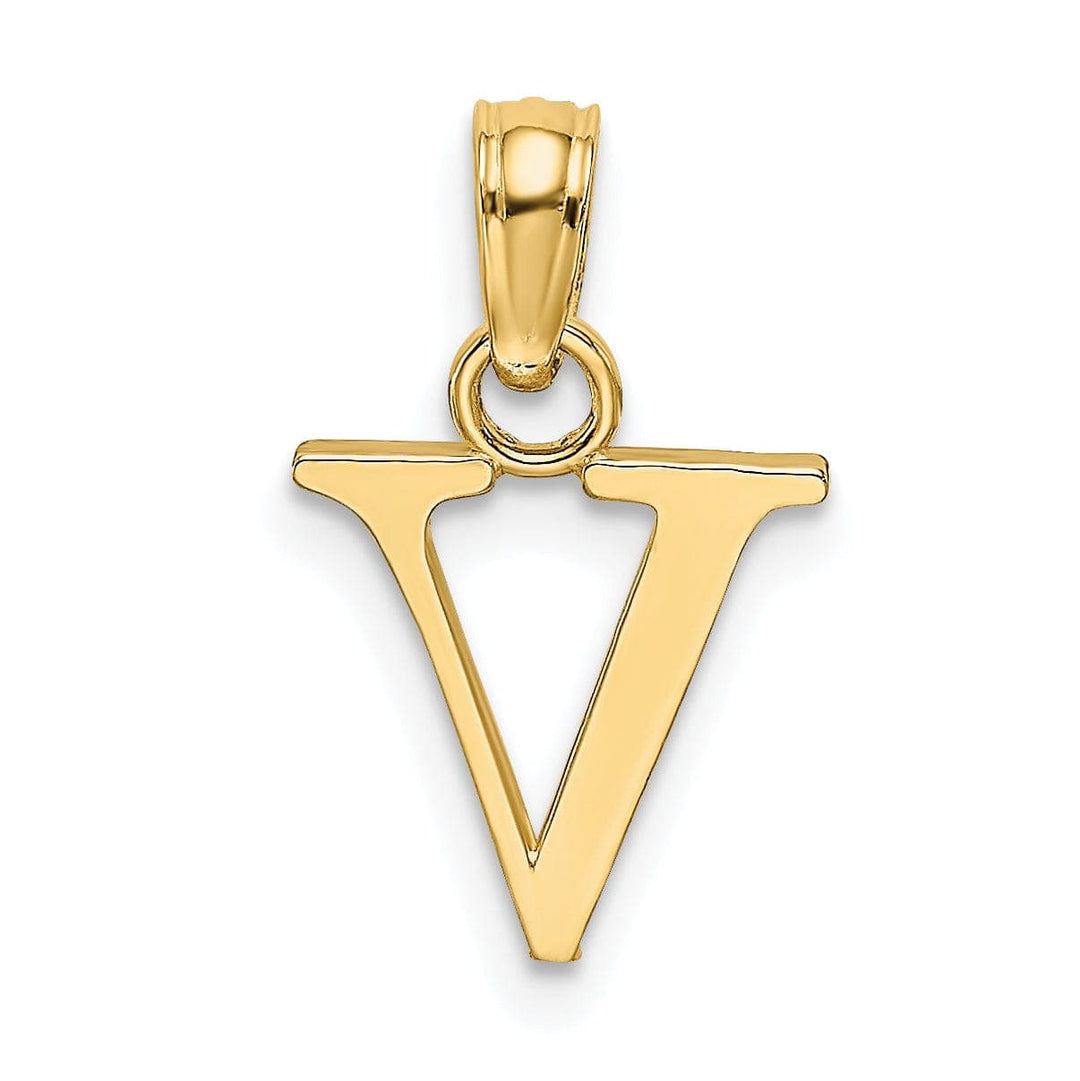 Lovely Rita's Pendants & Charms 14K Yellow Gold Block Design Small Letter V Initial Charm Pendant