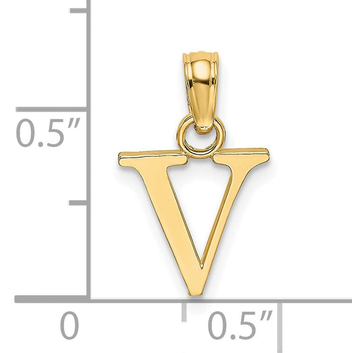 Lovely Rita's Pendants & Charms 14K Yellow Gold Block Design Small Letter V Initial Charm Pendant