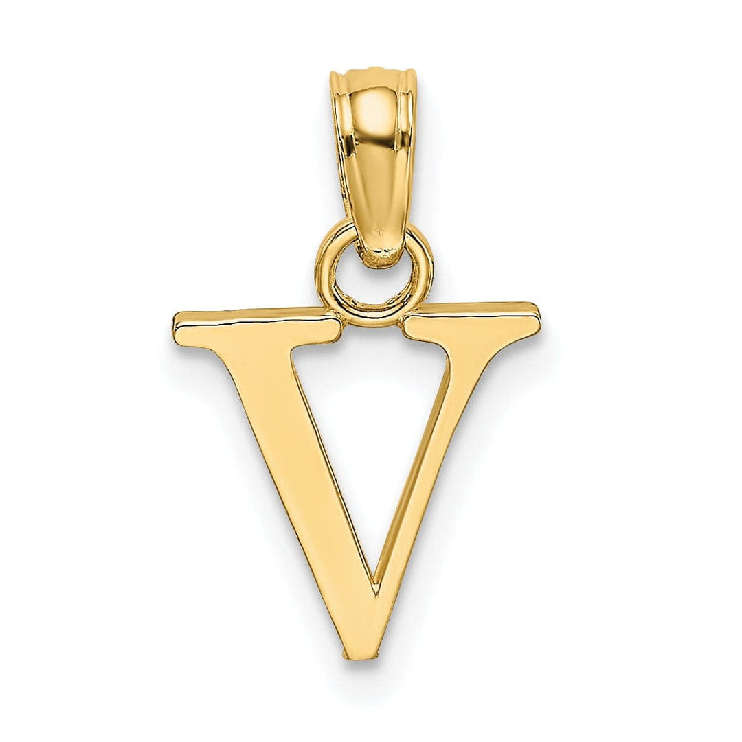 Lovely Rita's Pendants & Charms 14K Yellow Gold Block Design Small Letter V Initial Charm Pendant