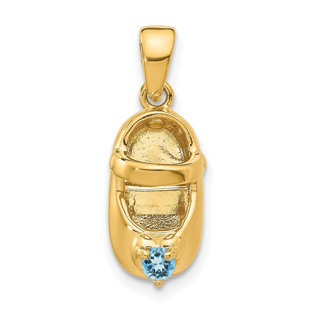 Lovely Rita's Pendants & Charms 14k Yellow Gold Blue Topaz 3D Baby Shoe Charm