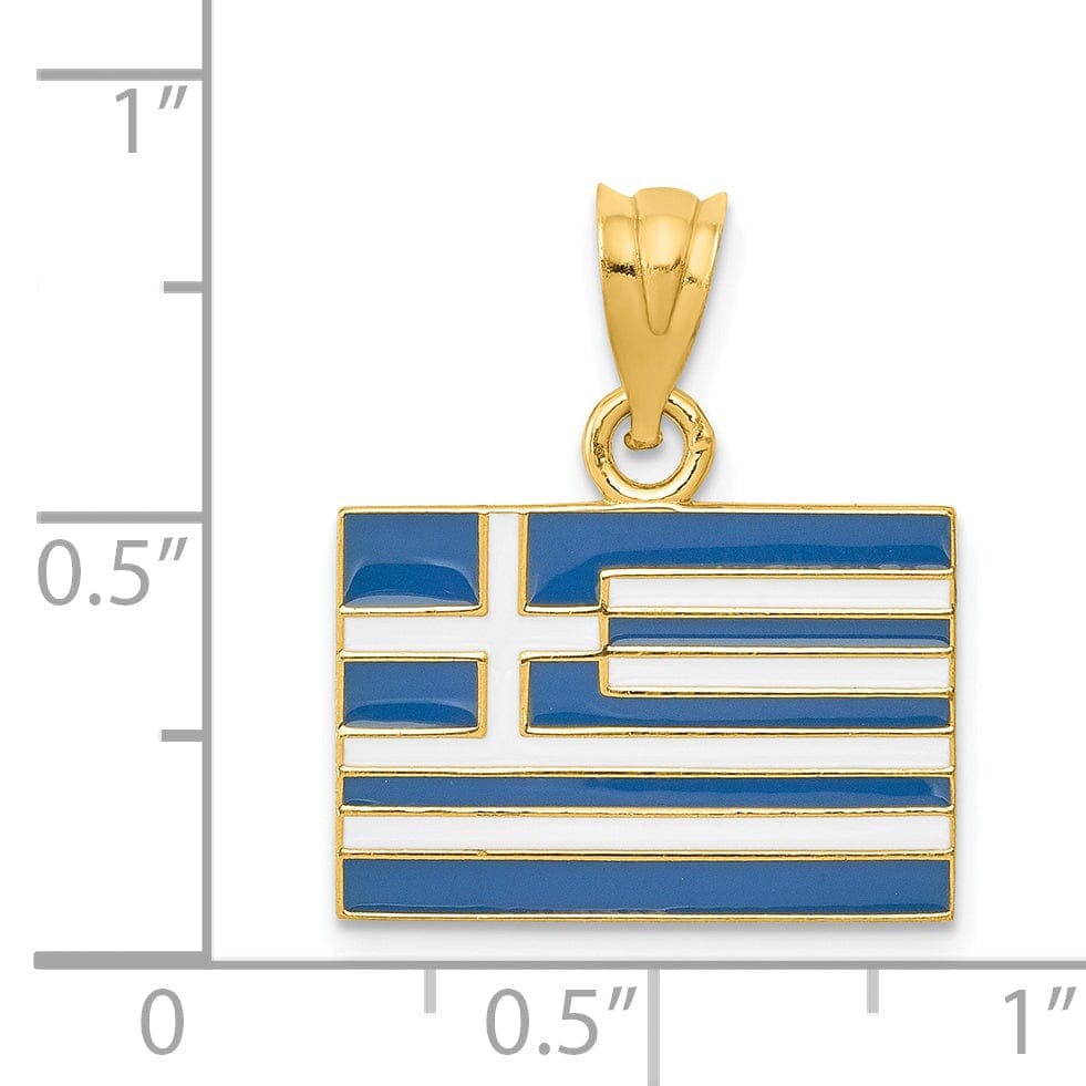Lovely Rita's Pendants & Charms 14k Yellow Gold Blue,White, Enameled Finish Solid Greece Flag Charm Pendant
