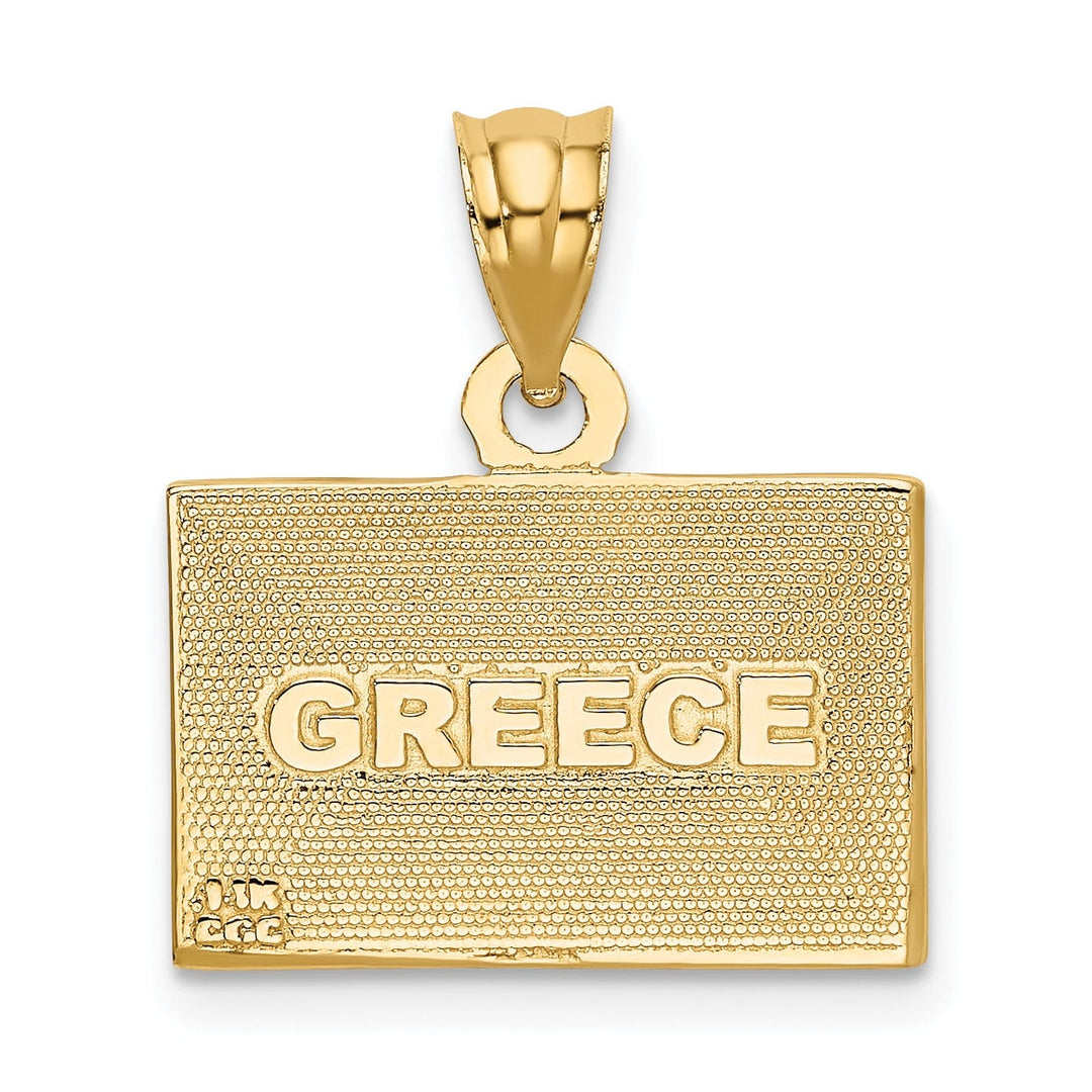 Lovely Rita's Pendants & Charms 14k Yellow Gold Blue,White, Enameled Finish Solid Greece Flag Charm Pendant