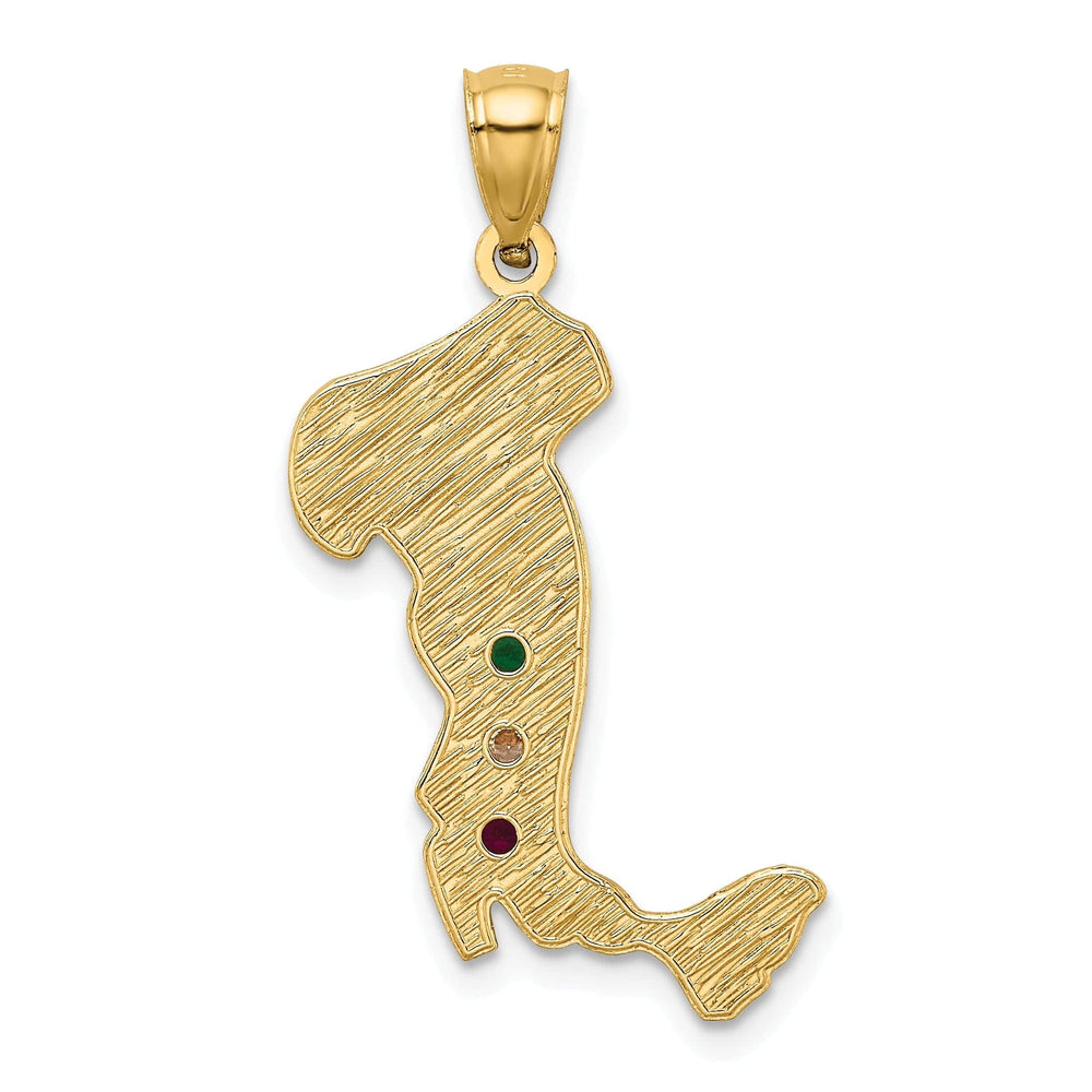 Lovely Rita's Pendants & Charms 14k Yellow Gold Boot Italy with Emerald, Ruby, C.Z Stones Pendant