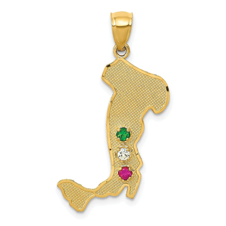 Lovely Rita's Pendants & Charms 14k Yellow Gold Boot Italy with Emerald, Ruby, C.Z Stones Pendant