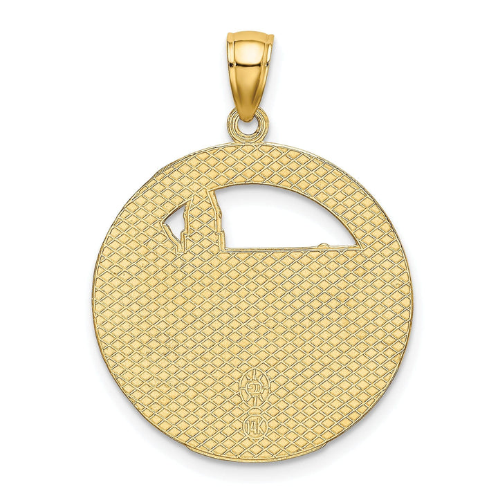 Lovely Rita's Pendants & Charms 14K Yellow Gold BOSTON Town Scene Round Shape Pendant
