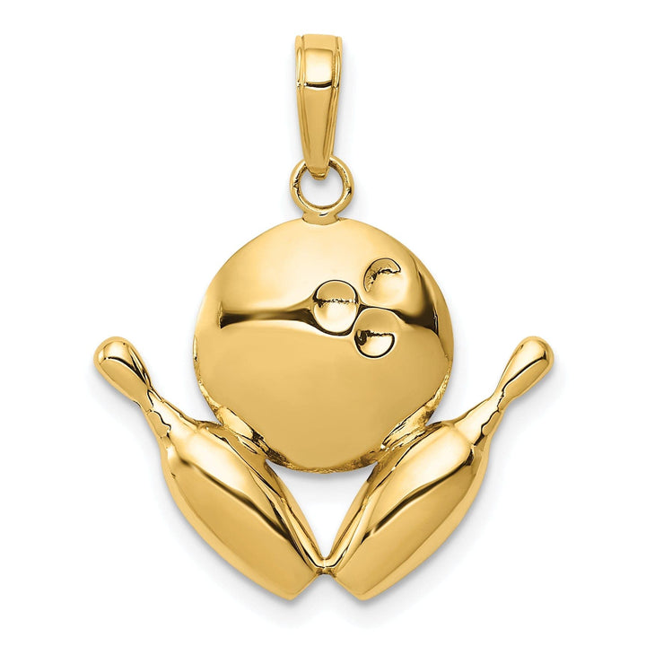 Lovely Rita's Pendants & Charms 14k Yellow Gold Bowling Pins and Ball Charm Pendant
