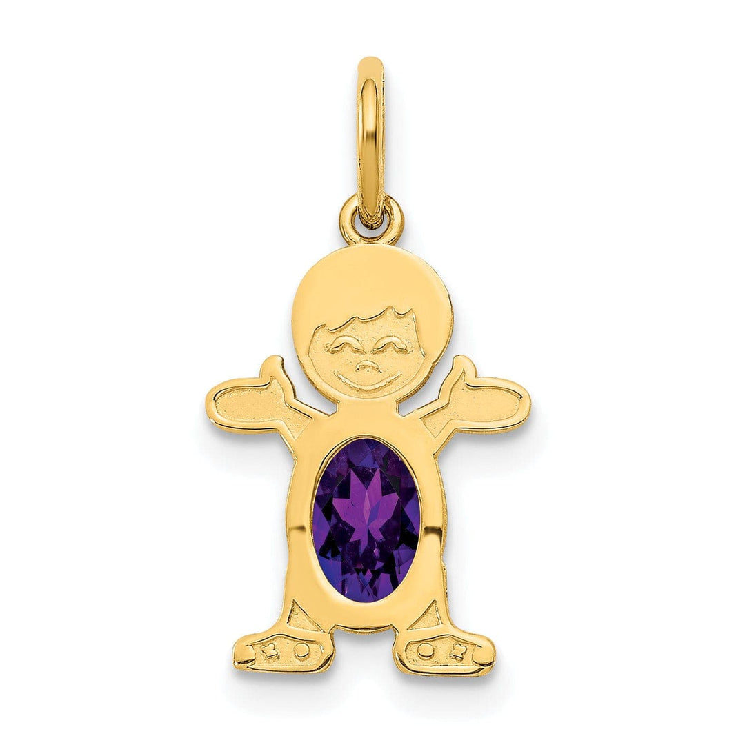 Lovely Rita's Pendants & Charms 14k Yellow Gold Boy Oval Genuine Amethyst
