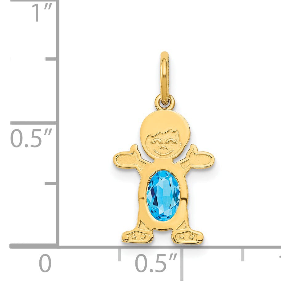 Lovely Rita's Pendants & Charms 14k Yellow Gold Boy Oval Genuine Blue Topaz