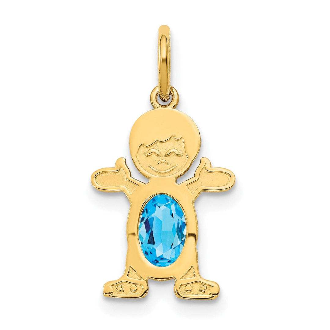 Lovely Rita's Pendants & Charms 14k Yellow Gold Boy Oval Genuine Blue Topaz