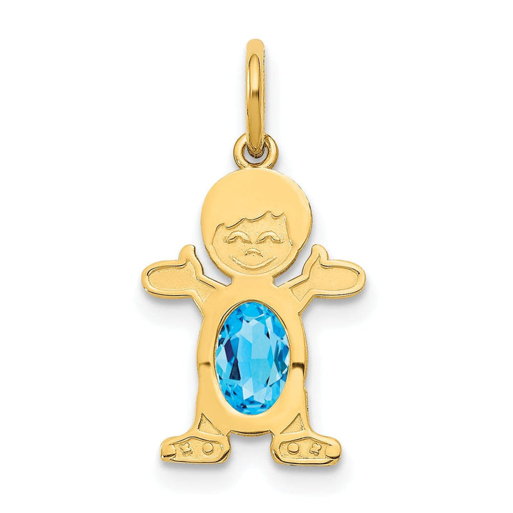 Lovely Rita's Pendants & Charms 14k Yellow Gold Boy Oval Genuine Blue Topaz