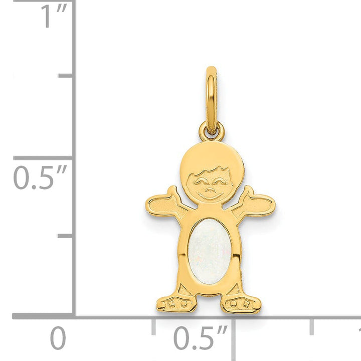 Lovely Rita's Pendants & Charms 14k Yellow Gold Boy Oval Genuine Opal