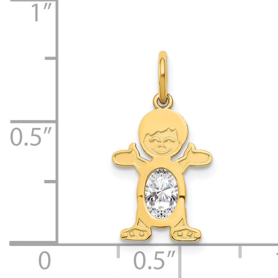 Lovely Rita's Pendants & Charms 14k Yellow Gold Boy Oval Genuine White Topaz