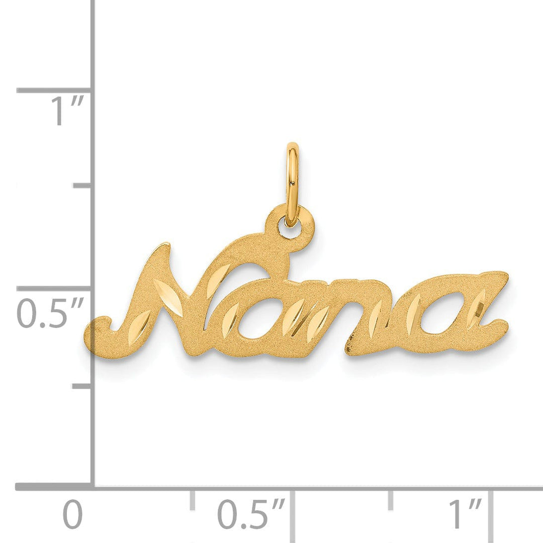 Lovely Rita's Pendants & Charms 14k Yellow Gold Brush Diamond Cut Finish NANA Script Pendant