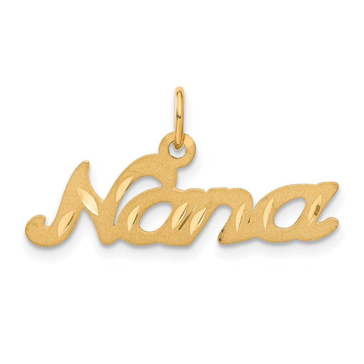 Lovely Rita's Pendants & Charms 14k Yellow Gold Brush Diamond Cut Finish NANA Script Pendant