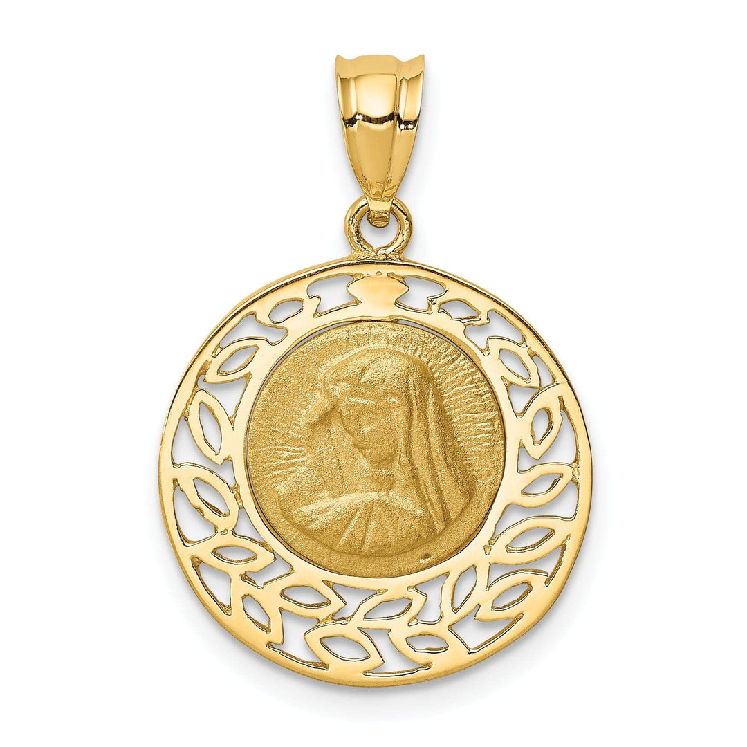 Lovely Rita's Pendants & Charms 14k Yellow Gold Brushed and Polished Virgin Mary Pendant