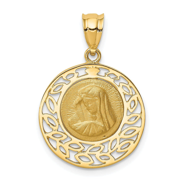 Lovely Rita's Pendants & Charms 14k Yellow Gold Brushed and Polished Virgin Mary Pendant