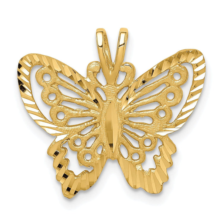 Lovely Rita's Pendants & Charms 14K Yellow Gold Brushed Casted Solid Polished Finish Diamond-cut Butterfly Charm Pendant