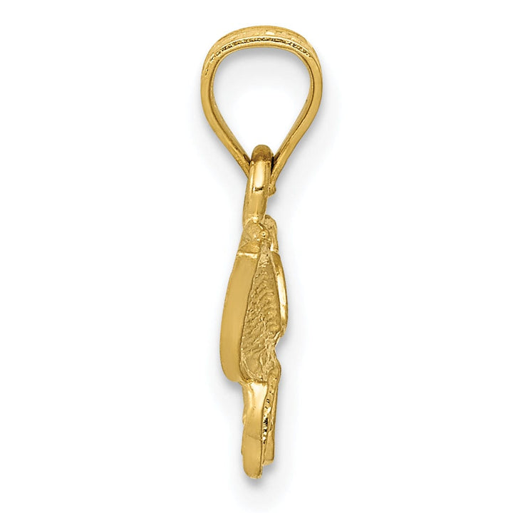 Lovely Rita's Pendants & Charms 14K Yellow Gold Brushed Casted Textured Back Diamond-cut Solid Polished Finish Butterfly Charm Pendant